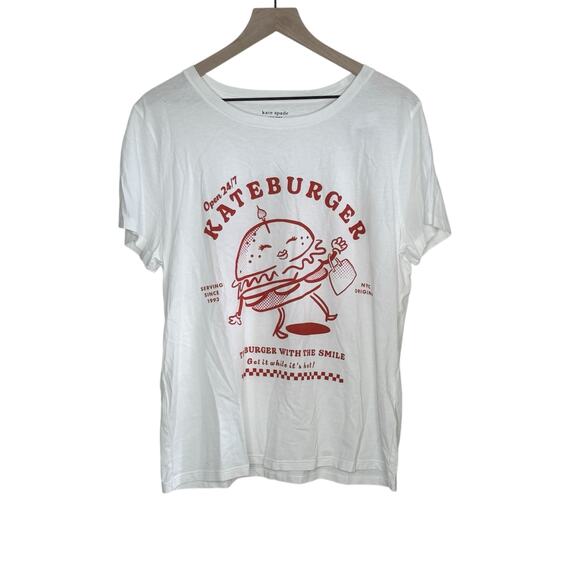 Kate Spade New York Kate Burger White Short Sleeve T Shirt  Woman's Size XL - Picture 7 of 7